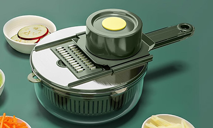 多功能不锈钢 手动切片切丝切菜器 土豆刨丝器擦丝器厨房用品墨绿色