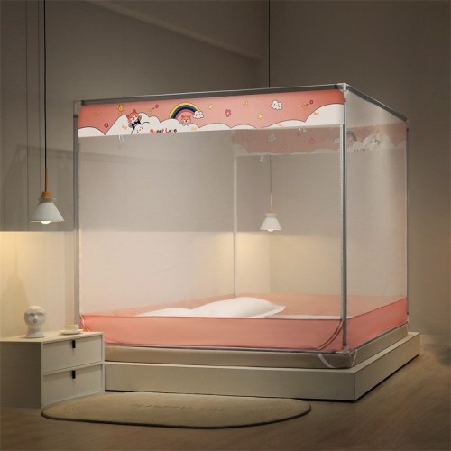 A类母婴级宝宝防摔蚊帐儿童家用防尘加厚全底不锈钢拉链卡